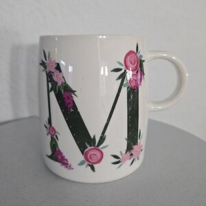 Floral Monogram Coffee Mug, Letter M Initial M